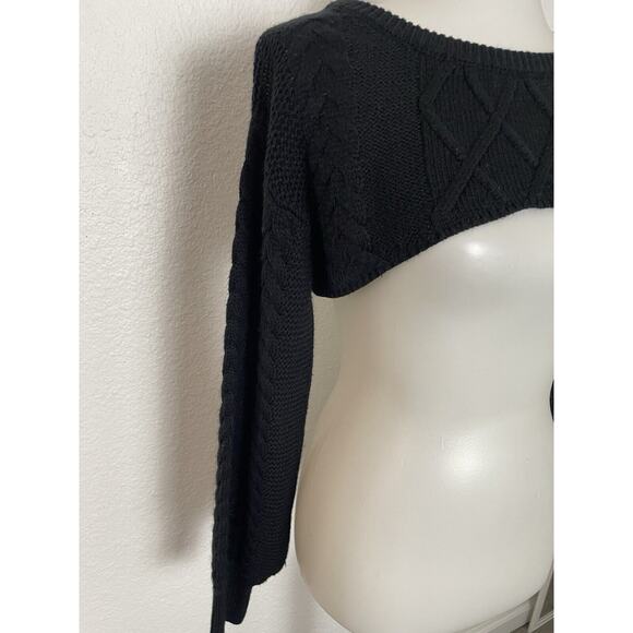 Hera Collection Sweater Super Crop Pullover Distressed Cable Knit - Picture 3 of 9